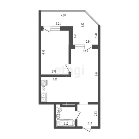 
   Продам 2-комнатную, 47.3 м², Любимово мкр, 18к1

. Фото 18.