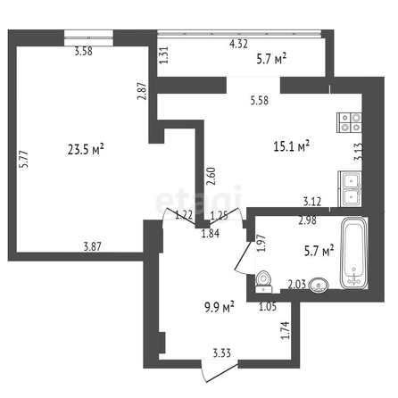 
   Продам 1-комнатную, 54.2 м², Черкасская ул, 111

. Фото 18.