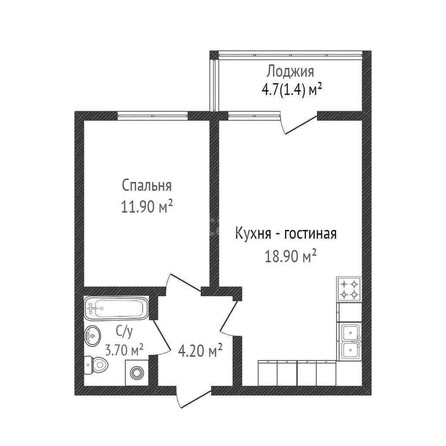 
   Продам 1-комнатную, 39.9 м², Конгрессная ул, 41/1

. Фото 1.