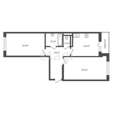 
   Продам 2-комнатную, 60.2 м², Конгрессная ул, 19/1/1

. Фото 9.