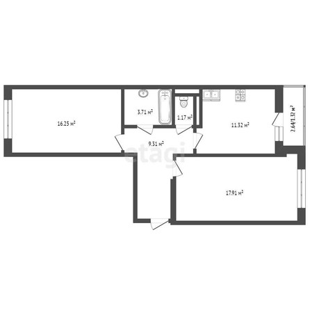 
   Продам 2-комнатную, 60.2 м², Конгрессная ул, 19/1/1

. Фото 11.