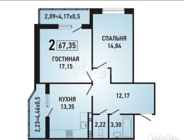 
   Продам 2-комнатную, 63 м², Домбайская ул, 61

. Фото 21.