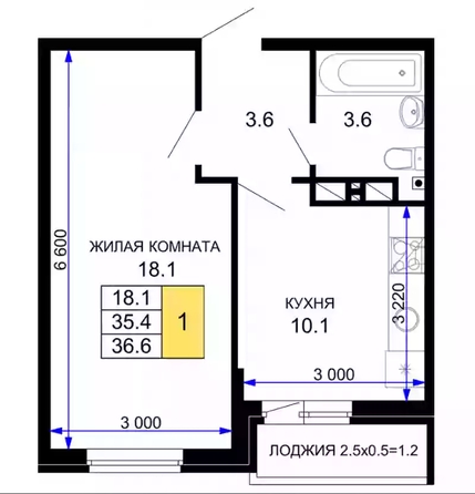 
   Продам 1-комнатную, 36.6 м², Позднякова ул, 2 к16

. Фото 20.