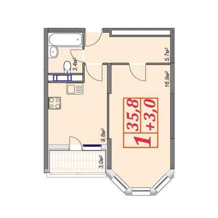 
   Продам 1-комнатную, 36 м², Владимирская ул, 150

. Фото 2.