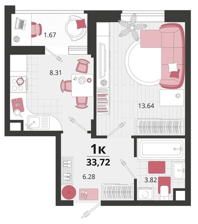 
   Продам 1-комнатную, 33.72 м², Родные просторы, литера 22

. Фото 4.
