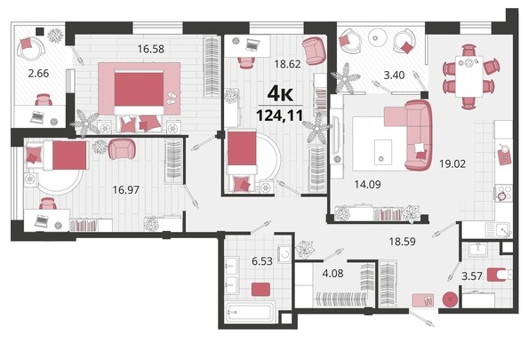 
   Продам 4-комнатную, 124.11 м², Родные просторы, литера 24

. Фото 4.