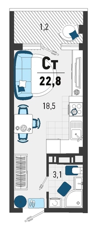 
   Продам 1-комнатную, 22.2 м², Конечная ул, 2

. Фото 1.