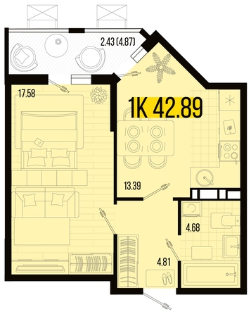 
   Продам 1-комнатную, 42.89 м², Цветной бульвар, литер 2

. Фото 7.