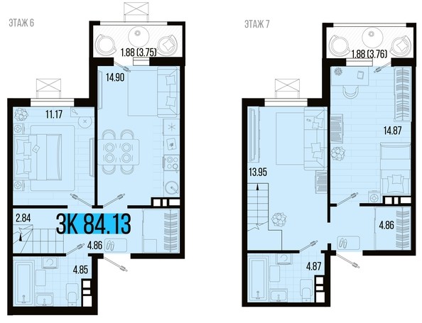 
   Продам 3-комнатную, 84.13 м², Цветной бульвар, литер 1

. Фото 4.