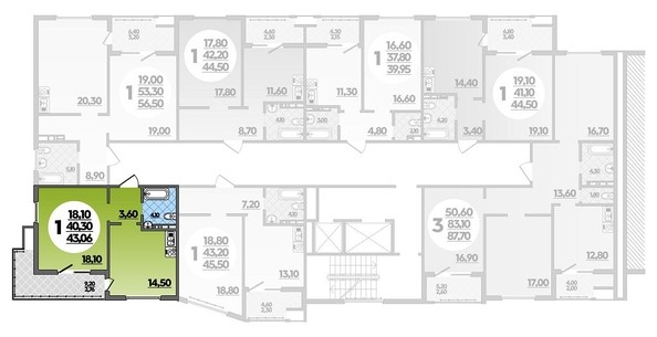 
   Продам 1-комнатную, 43.06 м², Адмирала Пустошкина ул, 22 лит2

. Фото 1.