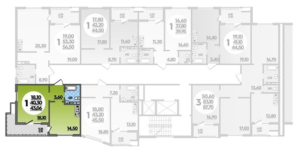 
   Продам 1-комнатную, 43.06 м², Адмирала Пустошкина ул, 22 лит2

. Фото 1.