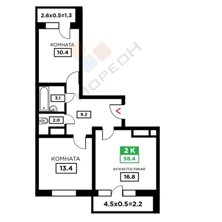 
   Продам 2-комнатную, 56.6 м², Домбайская ул, 55к1

. Фото 2.