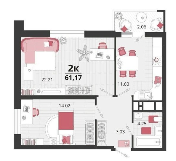 
   Продам 2-комнатную, 61.17 м², Природная ул, 10Б к2

. Фото 2.