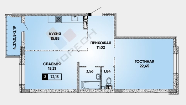 
   Продам 2-комнатную, 72 м², Григория Булгакова ул, 6

. Фото 6.