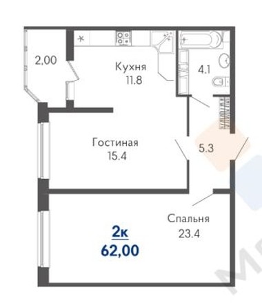 
   Продам 2-комнатную, 62 м², Мачуги В.Н. ул, 166Ак1

. Фото 7.