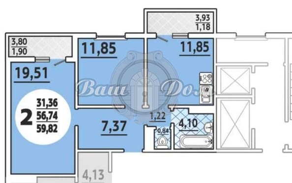 
   Продам 2-комнатную, 59.1 м², Маршала Жукова ул, 1к6

. Фото 6.