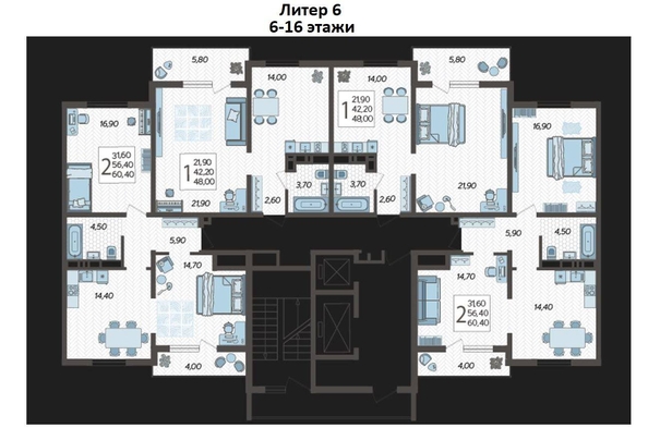 
   Продам 2-комнатную, 60 м², Тепличная ул, 108

. Фото 19.