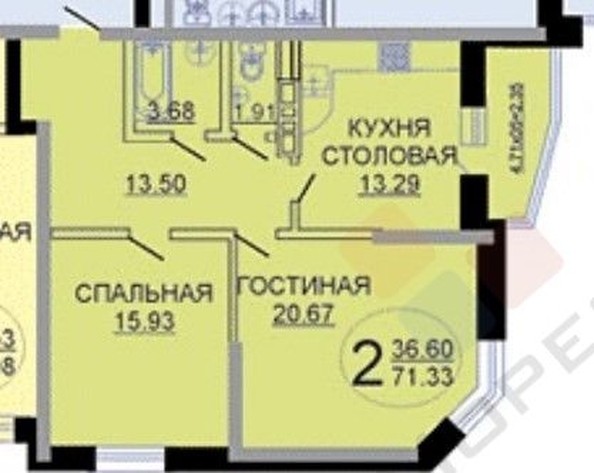 
   Продам 2-комнатную, 71.33 м², Достоевского ул, 84/1

. Фото 19.