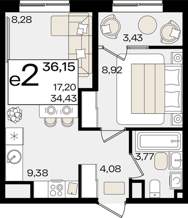 
   Продам 2-комнатную, 36.15 м², Патрики, литер 1.5

. Фото 8.