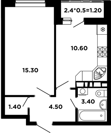 
   Продам 1-комнатную, 36.7 м², Мурата Ахеджака ул, 12 к4

. Фото 1.