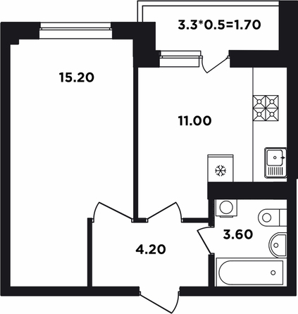 
   Продам 1-комнатную, 35.8 м², Мурата Ахеджака ул, 12 к2

. Фото 1.