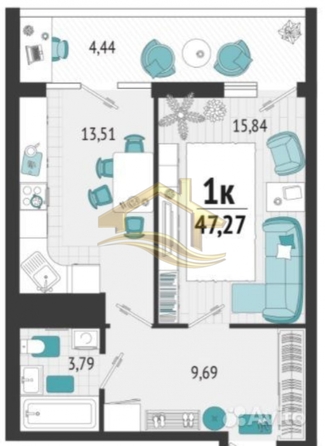 
  Продается 2-комн. квартира, 47.27 м², ЖК Форт Адмирал, дом 2
. Фото 20.