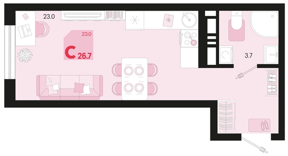 
   Продам 1-комнатную, 26.7 м², Первое место, квартал 1.10 литер 1

. Фото 1.