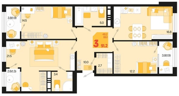 
   Продам 1-комнатную, 91.2 м², Первое место, квартал 1.10 литер 1

. Фото 1.