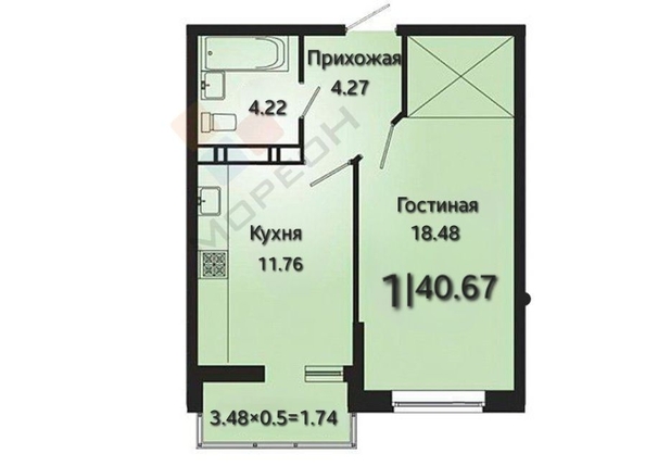 
   Продам 1-комнатную, 41 м², Героя Яцкова И.В. ул, 19к3

. Фото 9.