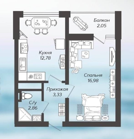 
   Продам 2-комнатную, 38.22 м², Бытха ул, 44

. Фото 2.