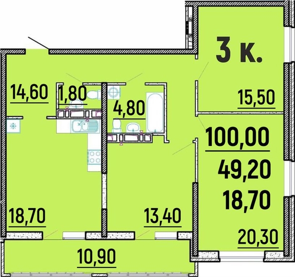 
  Продается 3-комн. квартира, 100 м², ЖК Клубный дом Агой
. Фото 1.