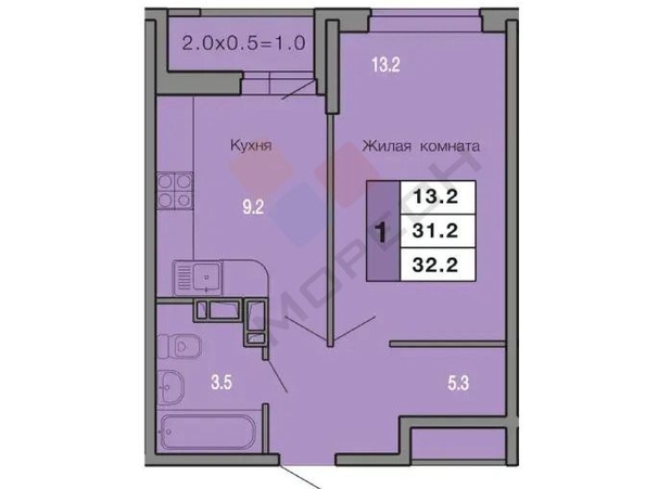 
   Продам 1-комнатную, 32.9 м², Тепличная ул, 62/1к3

. Фото 2.