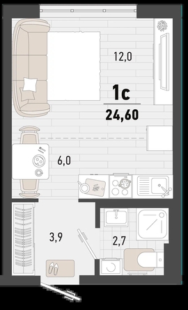 
   Продам 1-комнатную, 24.6 м², Барса, 2В литер

. Фото 7.