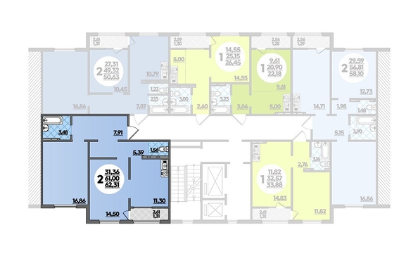 
  Продается 2-комн. квартира, 62.31 м², ЖК Восточный, литера 46
. Фото 1.