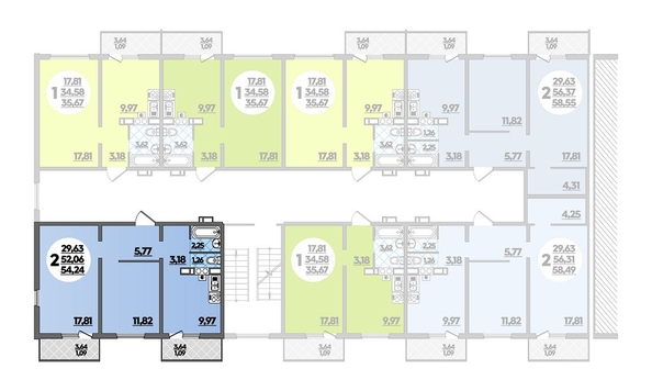 
   Продам 2-комнатную, 54.24 м², Краснооктябрьская ул, 62

. Фото 1.