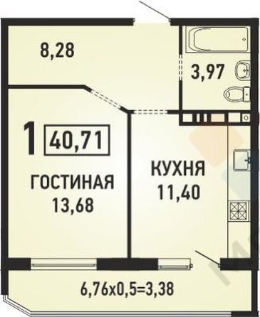
   Продам 1-комнатную, 41 м², Героя Николая Шевелёва ул, 2

. Фото 9.