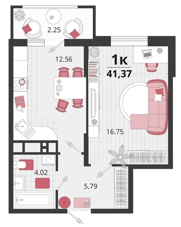 
   Продам 1-комнатную, 41.37 м², Родные просторы, литера 21

. Фото 4.