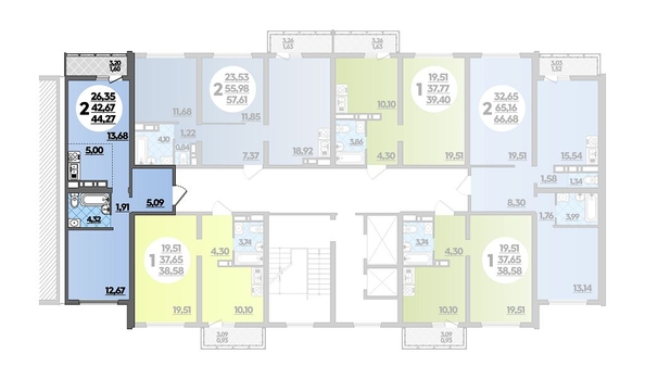 
   Продам 2-комнатную, 44.27 м², Город у моря, литер 19

. Фото 1.