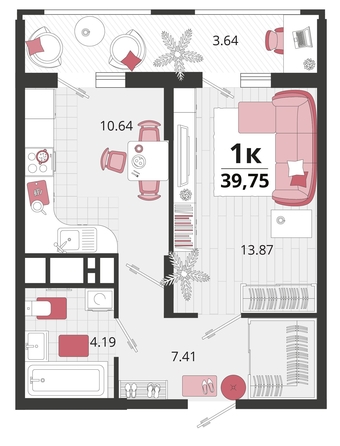
   Продам 1-комнатную, 39.75 м², Родные просторы, литера 24

. Фото 4.