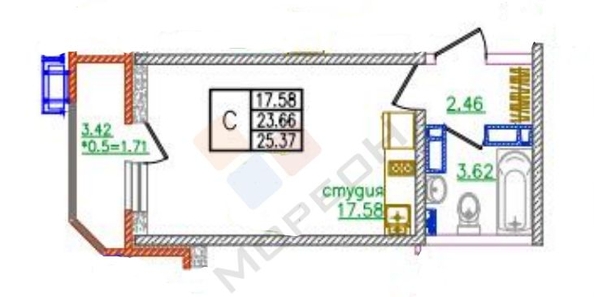 
   Продам студию, 25.37 м², Ural (Урал)

. Фото 7.