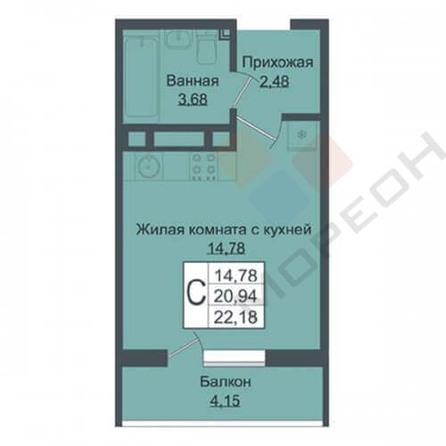 
   Продам 1-комнатную, 22.5 м², Западный Обход ул, 39/1к6

. Фото 7.