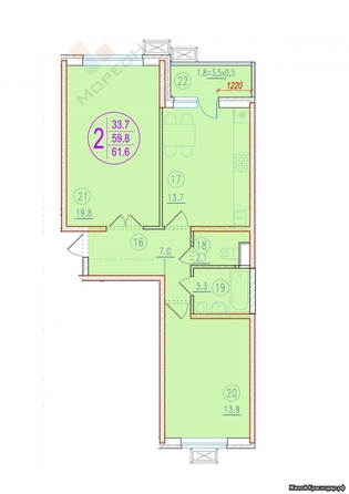 
   Продам 2-комнатную, 61.2 м², 2-я Российская ул, 162/1

. Фото 2.