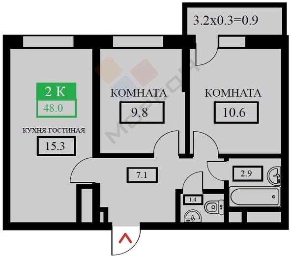 
   Продам 2-комнатную, 49.6 м², Домбайская ул, 55

. Фото 10.