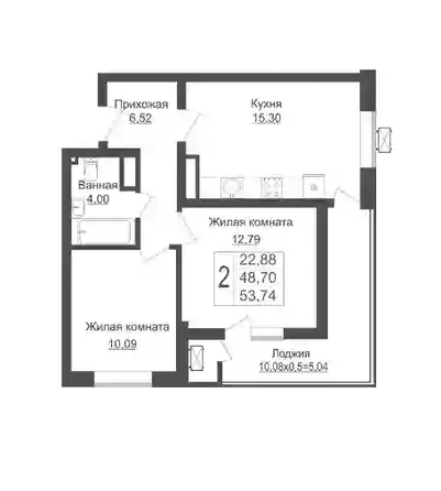 
   Продам 2-комнатную, 54 м², Карпатская ул, 1

. Фото 6.