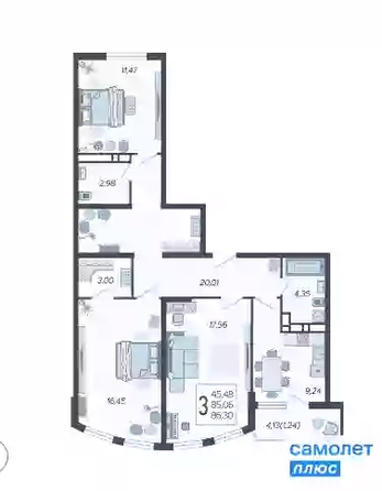 
   Продам 3-комнатную, 86.3 м², Режиссёр, литера 3

. Фото 4.