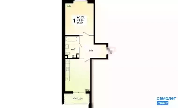 
   Продам 1-комнатную, 45.75 м², Губернский, литера 35

. Фото 16.