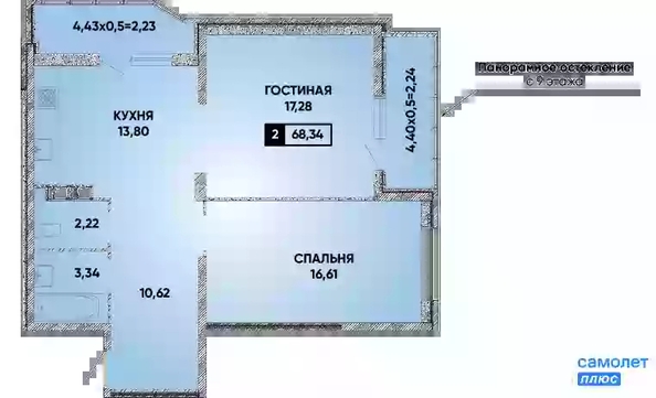 
   Продам 2-комнатную, 68.34 м², Губернский, литера 35

. Фото 16.