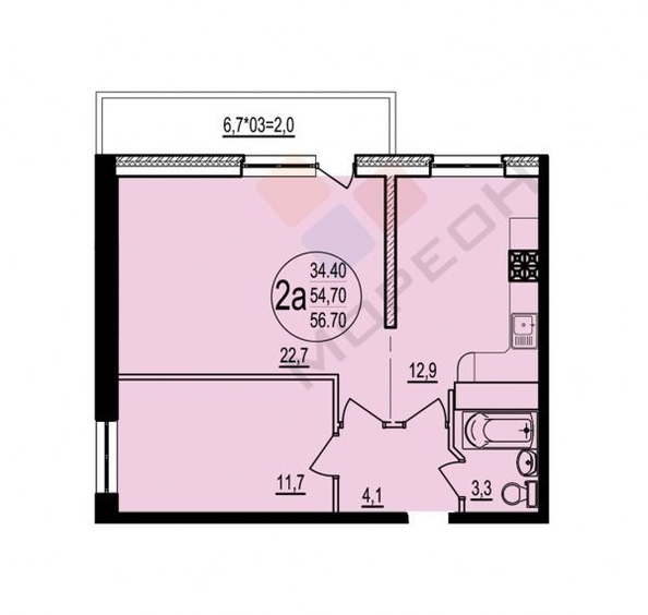 
   Продам 2-комнатную, 55.81 м², Евгении Жигуленко ул, 7 лит2

. Фото 20.