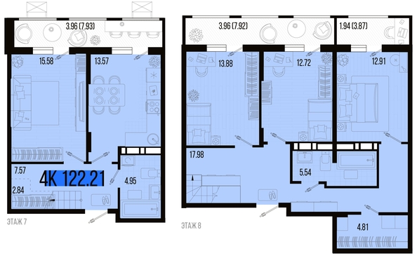 
   Продам 4-комнатную, 122.21 м², Цветной бульвар, литер 1

. Фото 4.