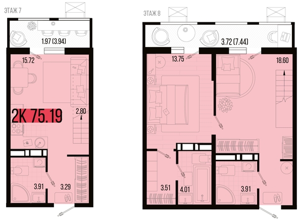 
   Продам 2-комнатную, 75.19 м², Цветной бульвар, литер 1

. Фото 4.